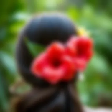 Close-up of a handcrafted Hawaiian flower hair piece