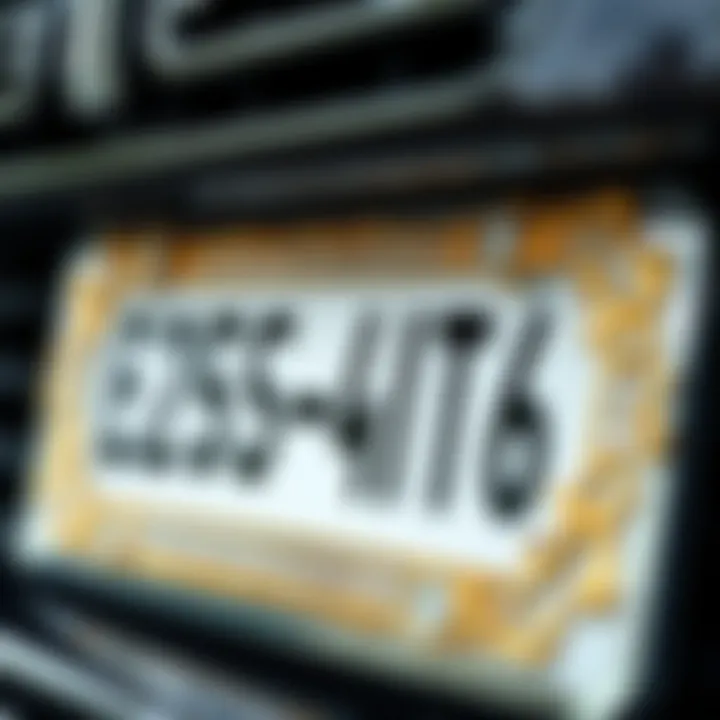 Intricate Design Details of Jeweled Frame Close-up of intricate designs on a jeweled license plate frame