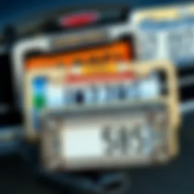 Variety of Jeweled License Plate Frame Styles Different styles of jeweled license plate frames displayed together