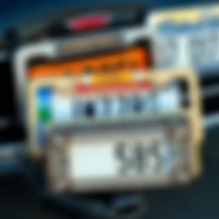 Variety of Jeweled License Plate Frame Styles Different styles of jeweled license plate frames displayed together