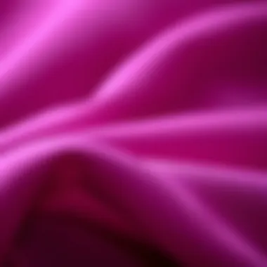Luxurious Fabric Swatches in Magenta Close-up of luxurious fabric swatches in shades of magenta, illustrating texture and quality that elevate evening wear.