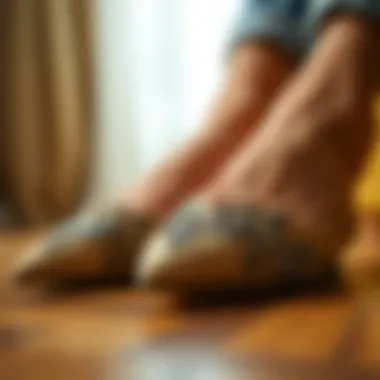 Close-up of the design detail of pointed toe flats