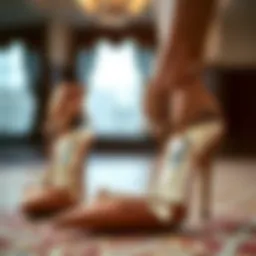 Elegant strappy stilettos with intricate design