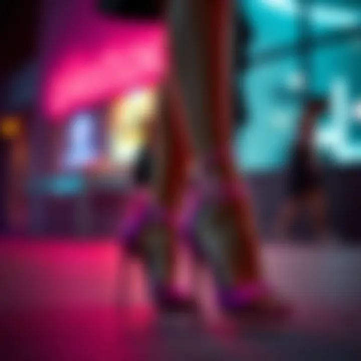 Fashion Fusion: Vibrant Stilettos and Outfit Fashionable outfit paired with vibrant strappy stilettos