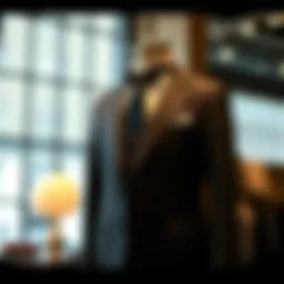 A classic tailored suit displayed on a mannequin, showcasing the elegance of fine craftsmanship.