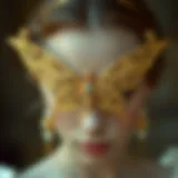 Elegant gold butterfly headband adorned with intricate designs