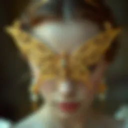 Elegant gold butterfly headband adorned with intricate designs