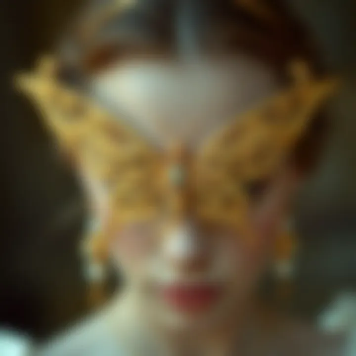 Elegant gold butterfly headband adorned with intricate designs