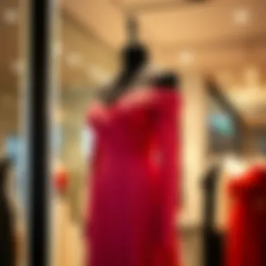 Elegant off shoulder long sleeve cocktail dress showcased on a mannequin