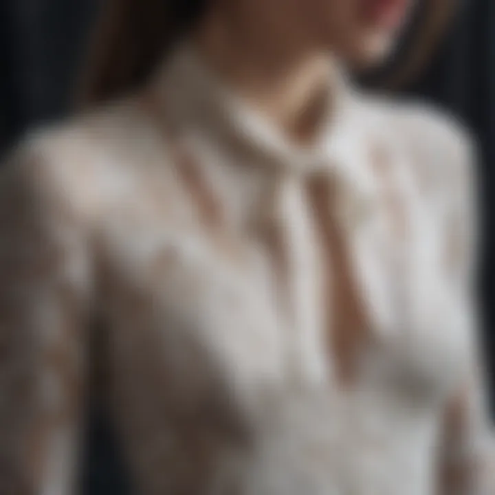 Close-up of lace detailing on the dress