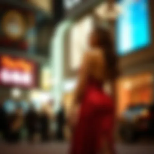 Elegant red sequin dress showcasing a thigh-high slit