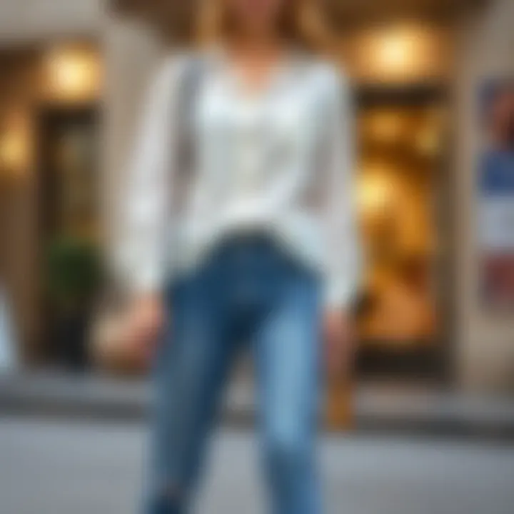 Casual Styling Inspiration A casual outfit styled with a white blouse, paired with jeans and accessories.