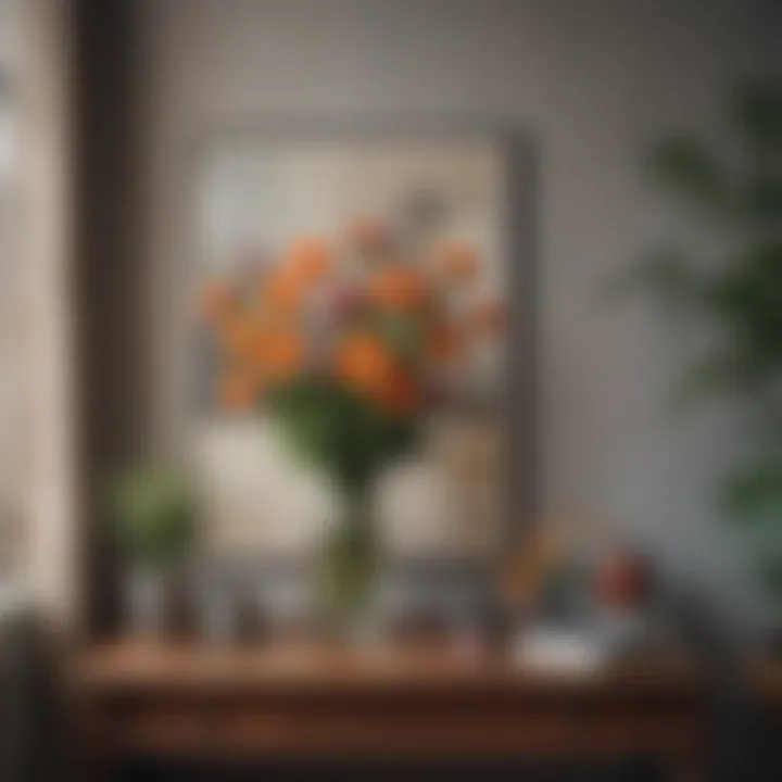 An elegant interior featuring vintage flower posters as a captivating decor element.