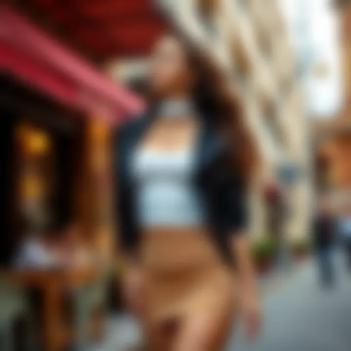 A fashionable outfit complemented by shaping garments