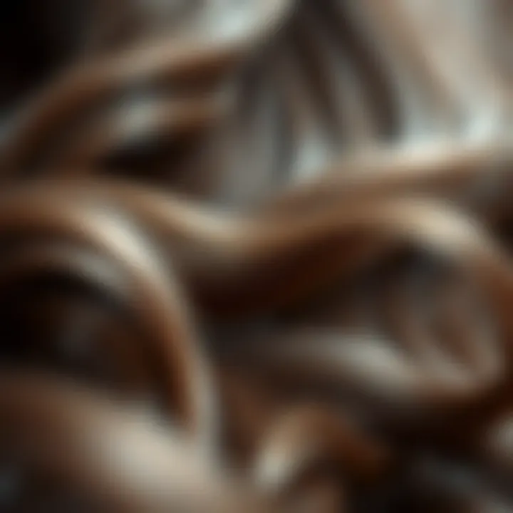 Intricate Textures of Wavy Synthetic Wigs A close-up view of intricate wavy textures in synthetic wig fibers