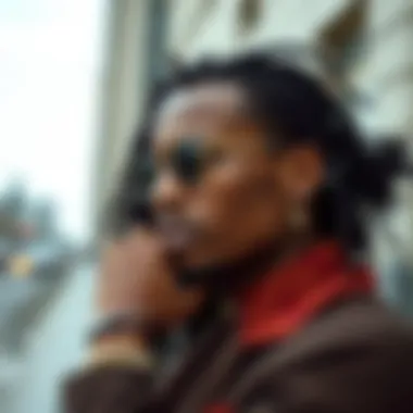 Contemporary styling featuring an African bracelet as a statement piece