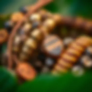Close-up of materials used in African bracelets, highlighting natural textures