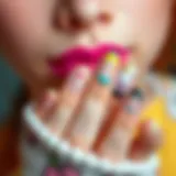Vibrant Kawaii Nail Creations Colorful kawaii nail designs featuring cute characters and elements