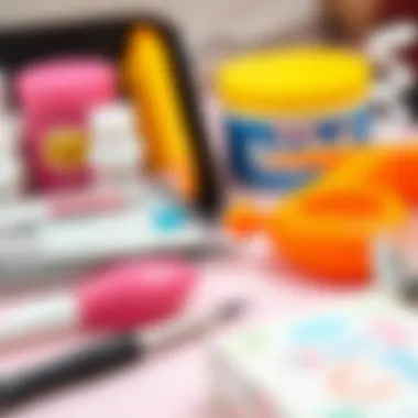 Essential Tools for Kawaii Nail Art Close-up of unique nail art tools and materials used in kawaii designs