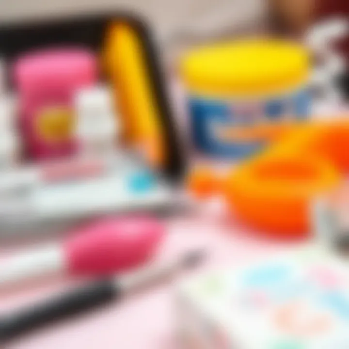 Essential Tools for Kawaii Nail Art Close-up of unique nail art tools and materials used in kawaii designs