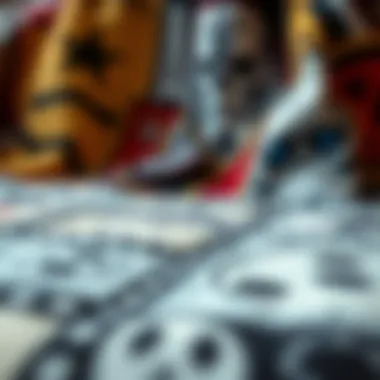 A close-up of intricate designs on a movie themed throw blanket