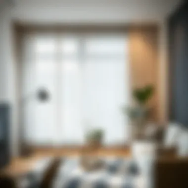 Installation of Short Sheer Curtains in Modern Living Space Installation of short sheer curtains in a modern living space