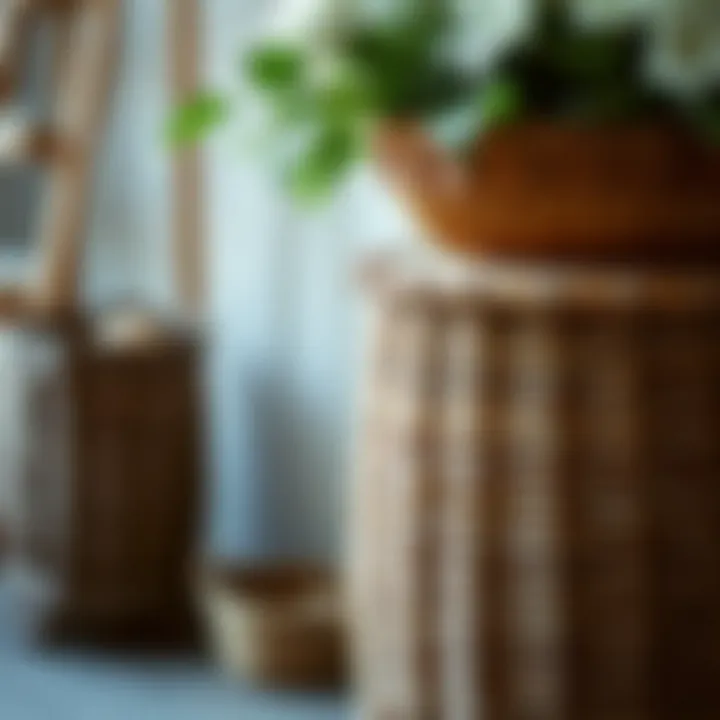 Craftsmanship details of a handmade wicker flower stand