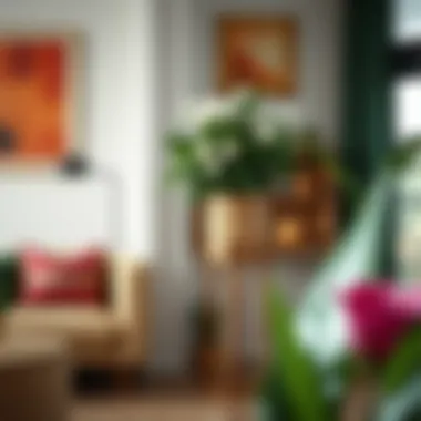 Wicker flower stand in a stylish indoor environment