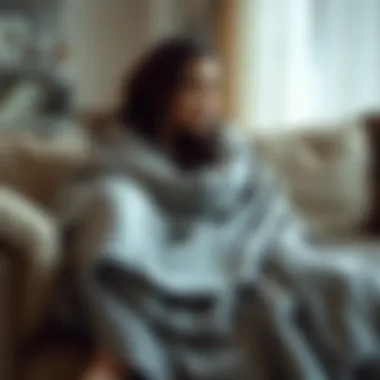 Luxurious wearable blanket draped elegantly on a couch