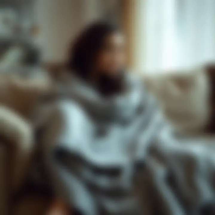 Luxurious wearable blanket draped elegantly on a couch