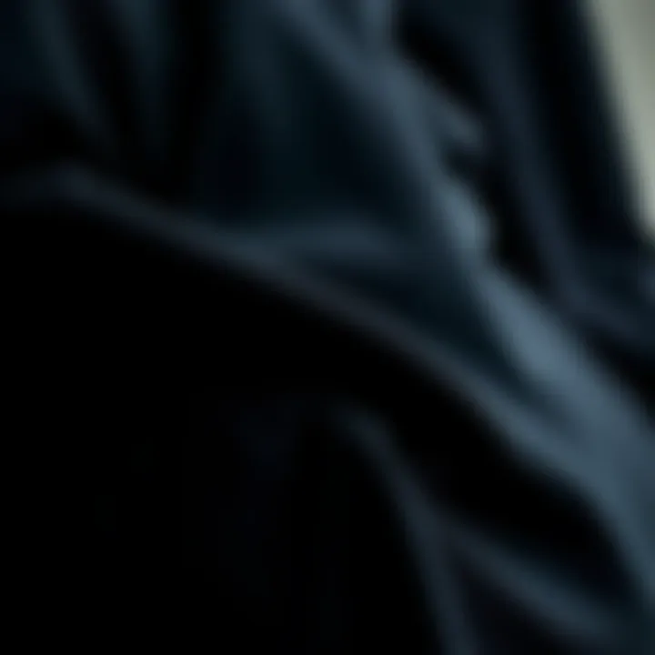 A close-up of luxurious fabric textures used in black attire, highlighting quality.