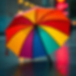 An elegant pocket umbrella showcasing a unique design with vibrant colors
