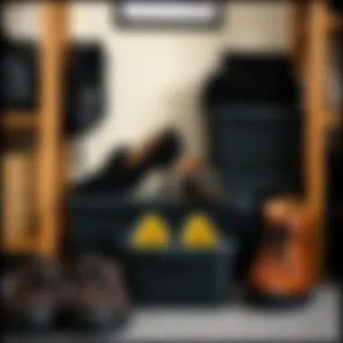 Chic Organization for Footwear Stylish arrangement of various black shoe containers