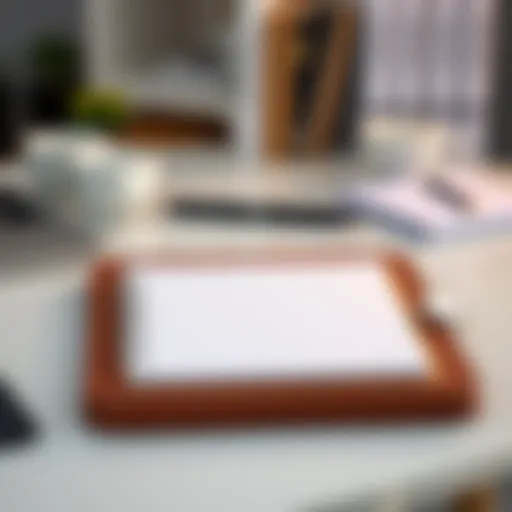 Elegant leather pad organizer on a minimalist desk