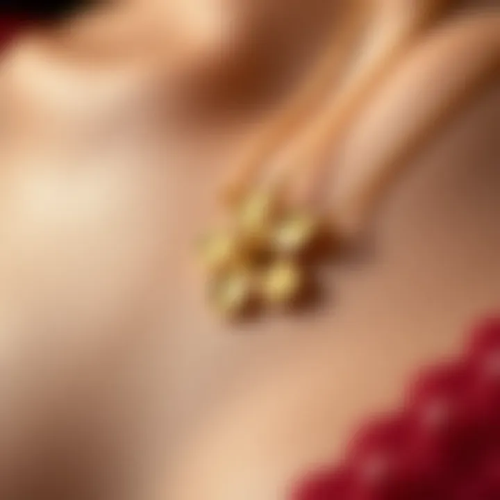 Close-up of a 14k gold birth flower necklace highlighting craftsmanship