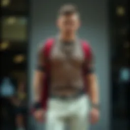 Fashionable fishnet top worn with layered accessories