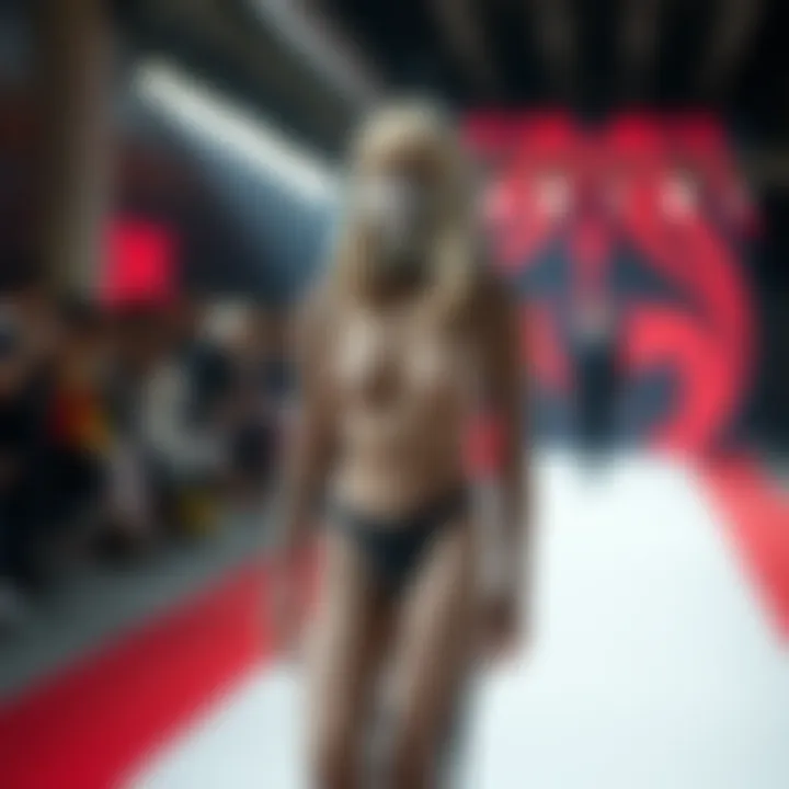 Avant-Garde Fishnet Fashion on Runway Avant-garde fashion runway featuring fishnet designs