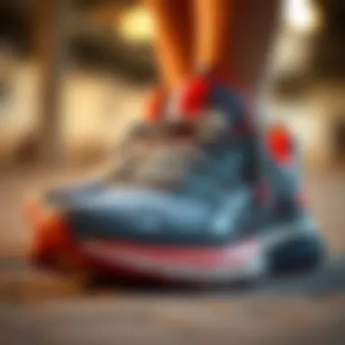 A close-up view of innovative materials used in streetwear running footwear.