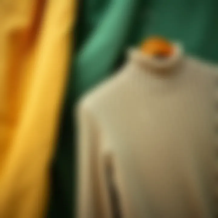 Sustainable Materials for Eco-Friendly Fashion Sustainable materials displayed alongside a turtleneck ribbed sweater, highlighting eco-friendly fashion choices.