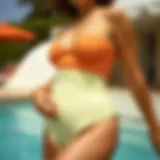 A vintage high-waisted bathing suit from the 1950s showcasing retro design elements.