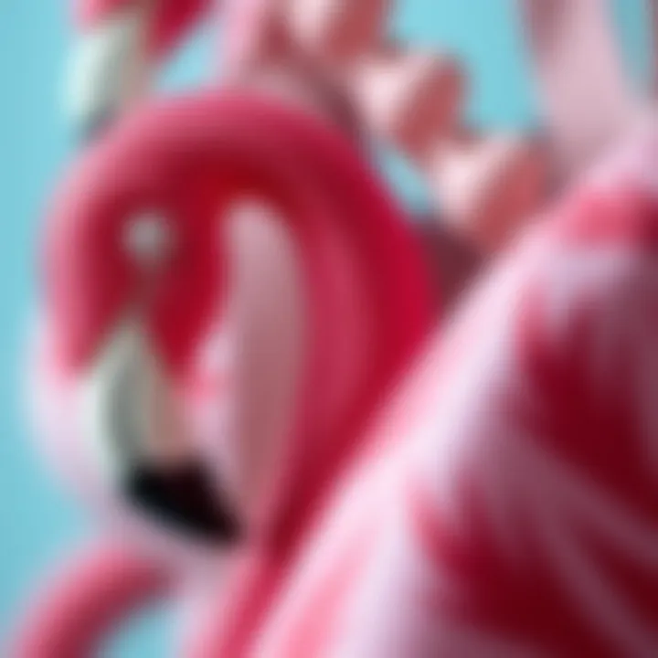 Artistic Detailing of the Flamingo Bag Close-up of the intricate design details of the flamingo reusable bag