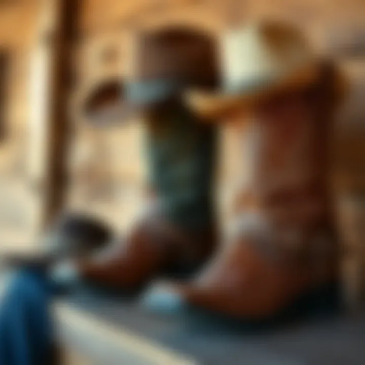 Stylish accessories including a cowboy hat and statement boots