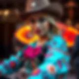 A vibrant ensemble showcasing glam cowgirl fashion with embroidered details