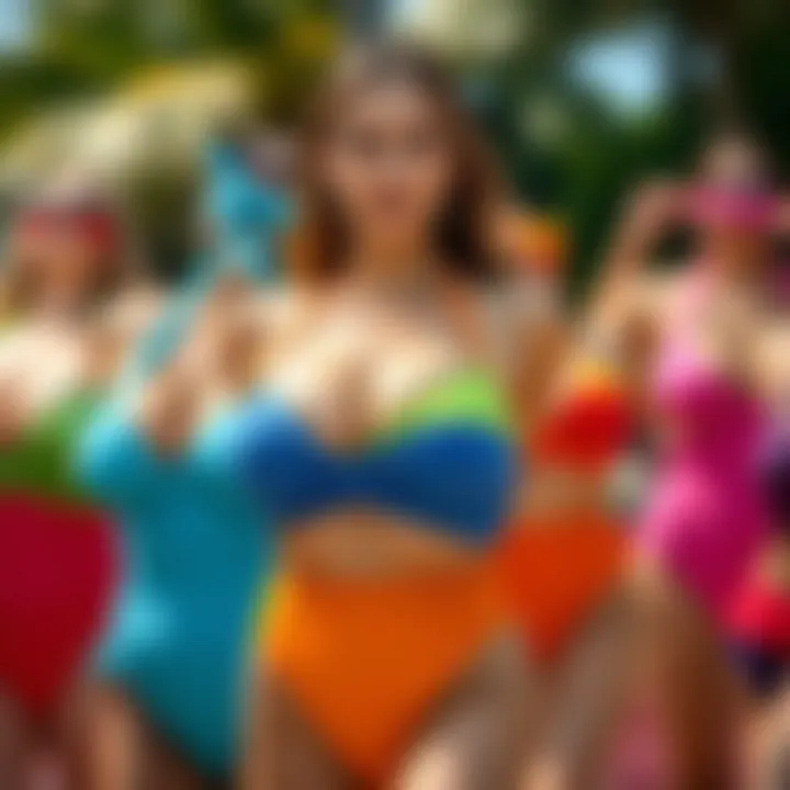 Color Variations of Halter Wrap Bathing Suit Different variations of halter wrap bathing suits in vibrant colors