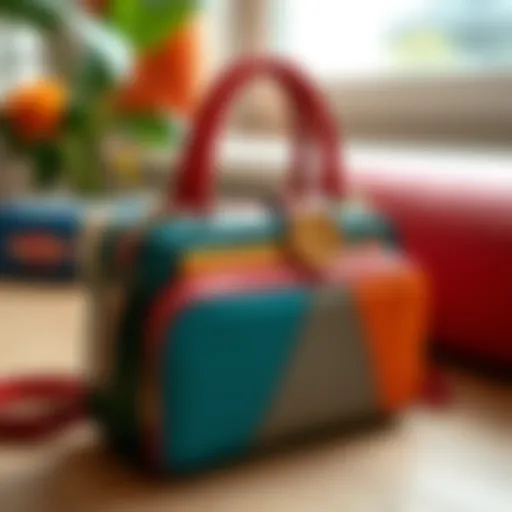 Elegant mini bag organizer showcasing vibrant colors and unique design