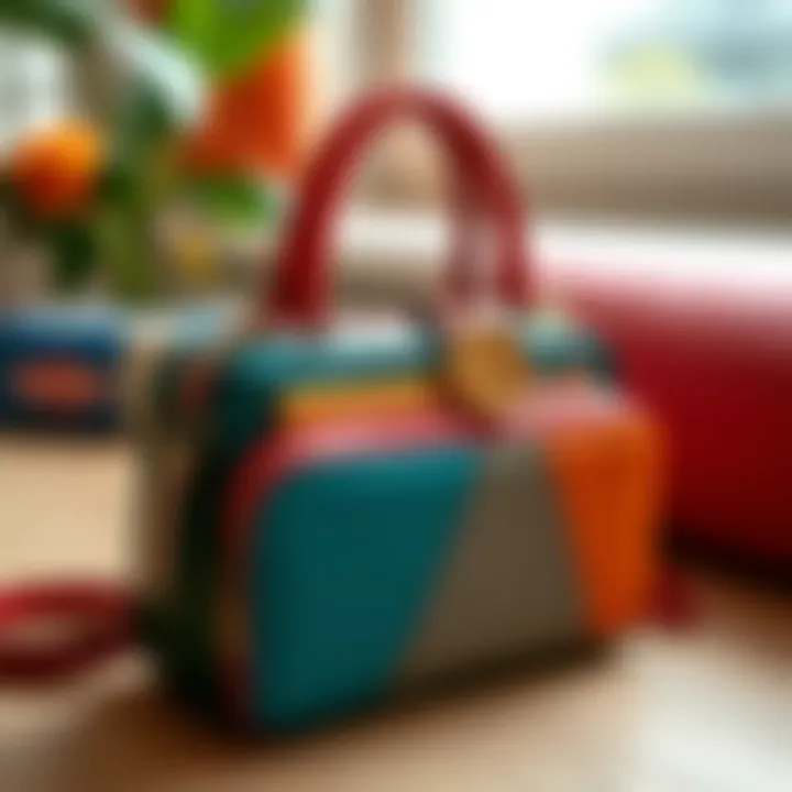 Elegant mini bag organizer showcasing vibrant colors and unique design