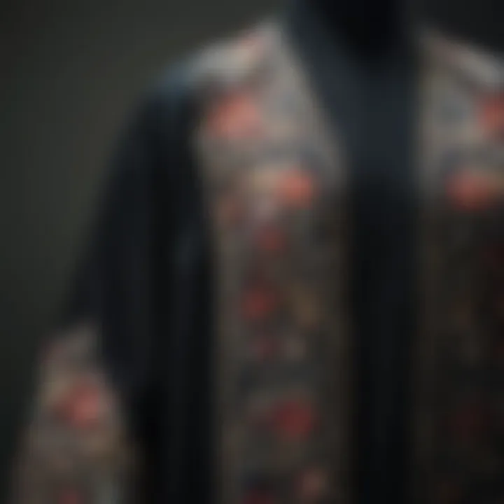 Detailed view of abaya fabric showcasing intricate embroidery