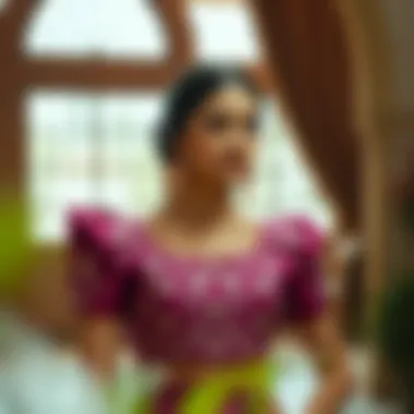 Elegant blouse set showcasing intricate designs