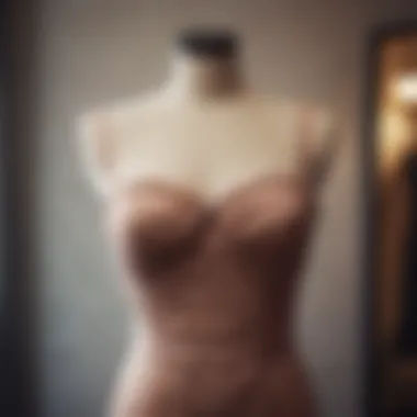 A stylish bandeau dress displayed on a mannequin