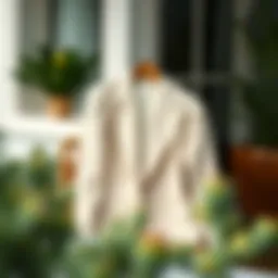 Elegant linen blazer draped on a summer chair